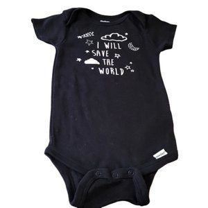Gerber One Piece Romper Graphic Short Sleeve Bodysuit Black 6-9 Months